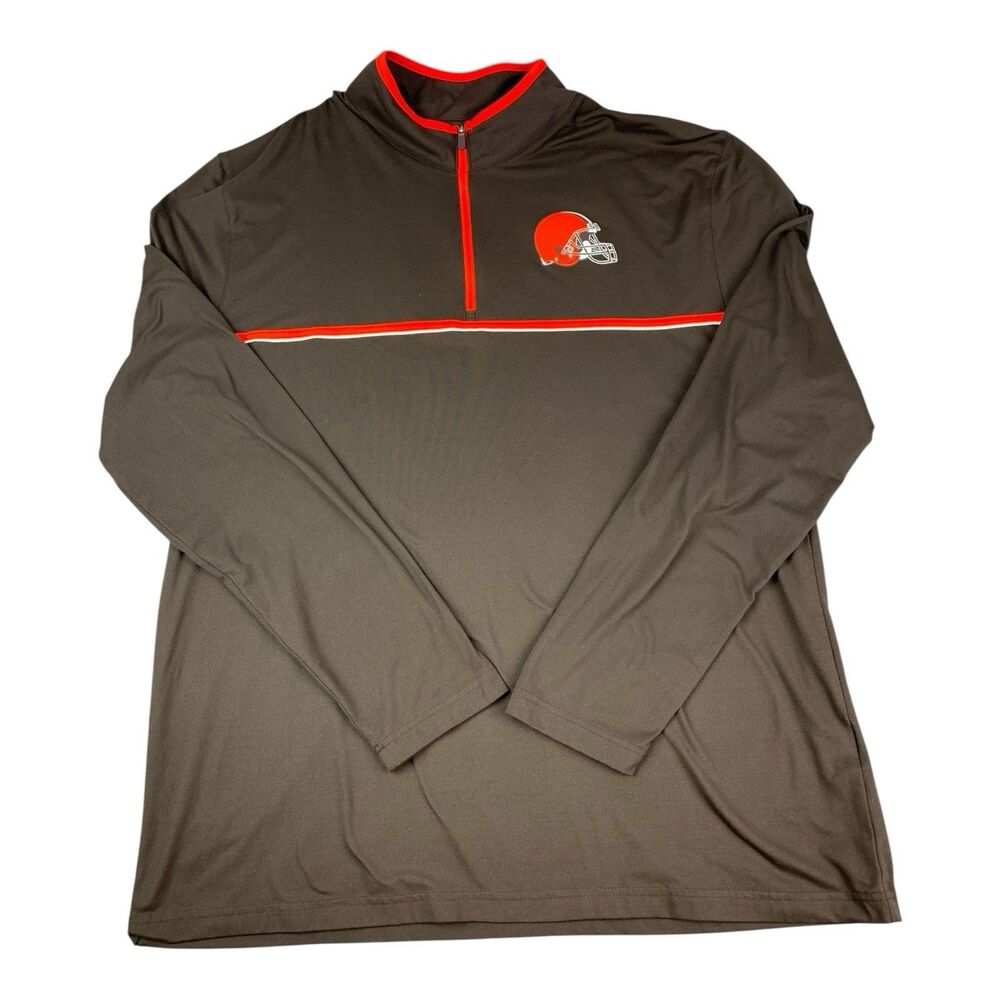 Cleveland Browns 1/4 Zip Pullover Top Brown NFL Team Apparel Men’s Size XL